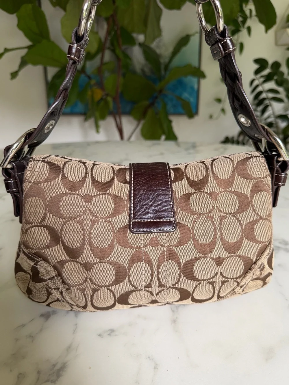 Coach Vintage Y2K Soho Signature Small Braided Strap Shoulder Bag 6171 Khaki
